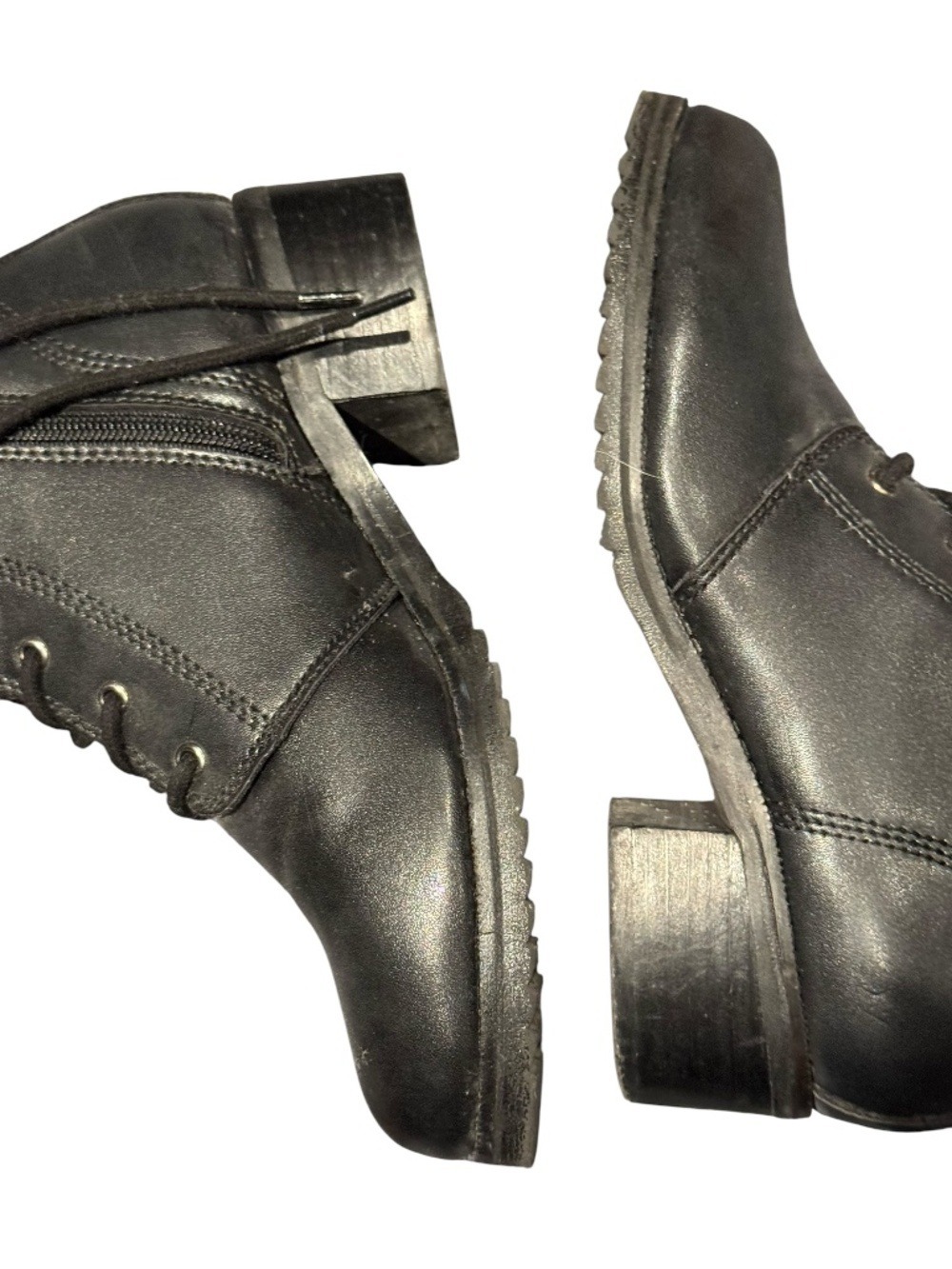 AQUA COLLEGE lined black leather waterproof combat boots - size 6